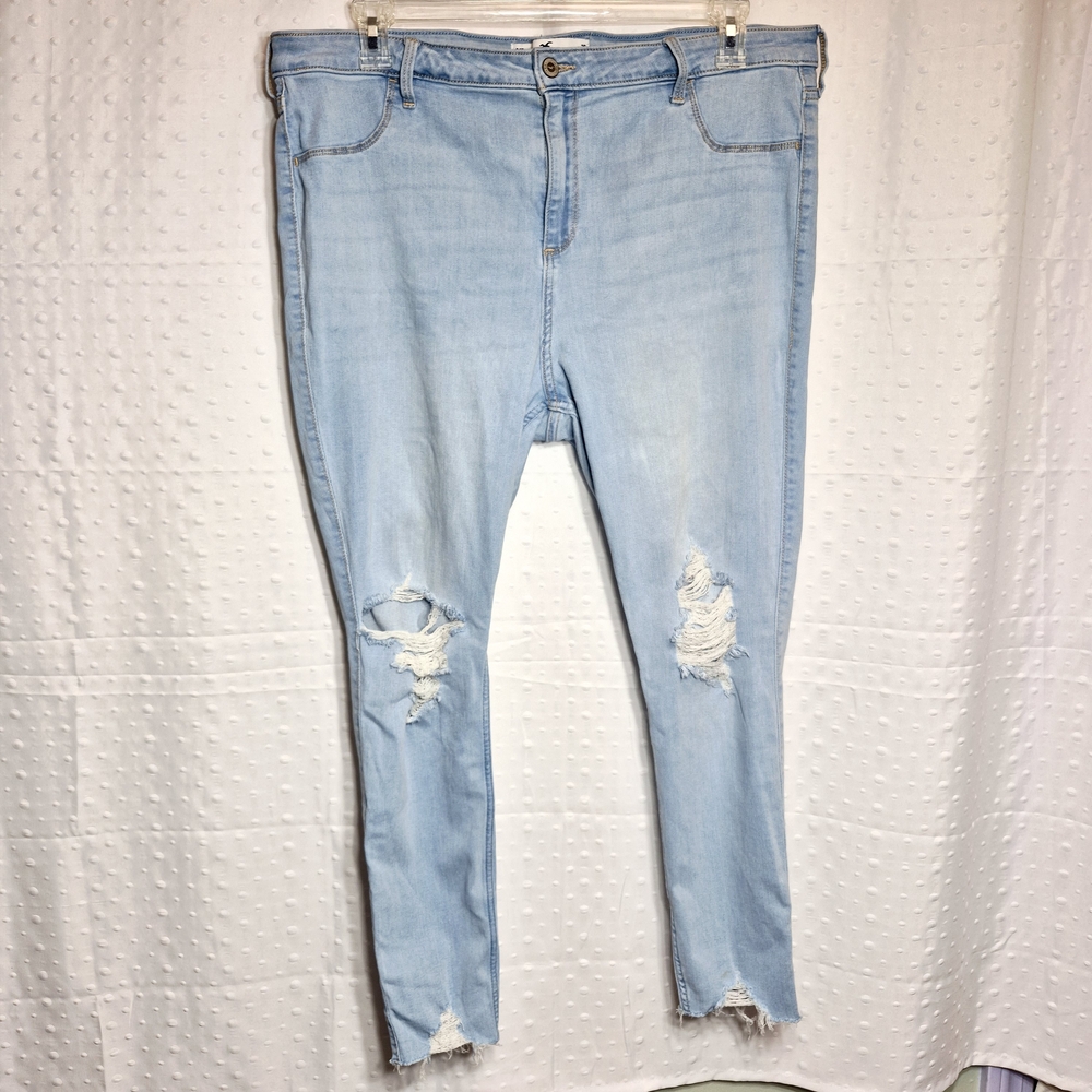 Hollister Distressed Plus Size Curvy High Rise Light Blue Jean Leggings
